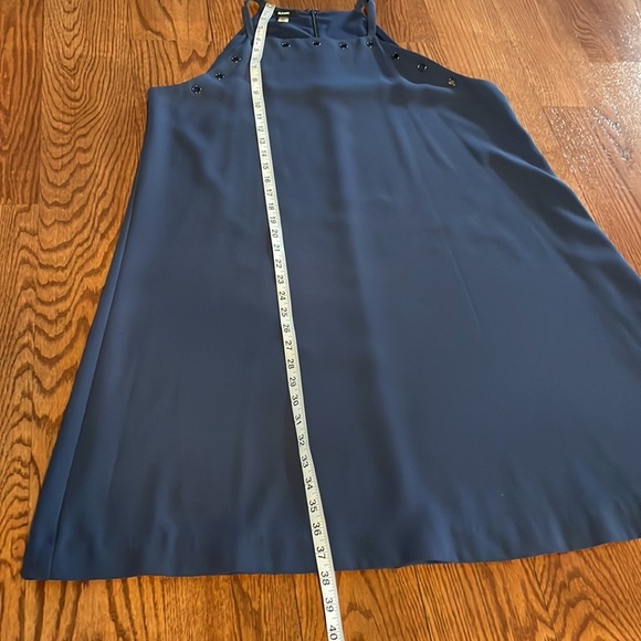 ALFANI navy blue shift dress tank / square neck grommets accents zip back sz 14 - Picture 9 of 10